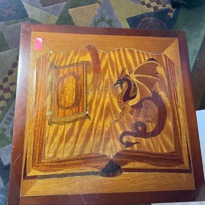 Carved table w/inlay of dragon