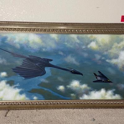 Framed art Dragon & fighter jet