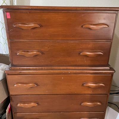 Wooden highboy dresser
