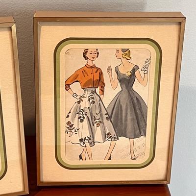 2 Framed Vintage 1950â€™s Patterns