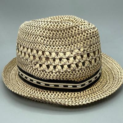 Vintage Woven Straw Fedora Hat