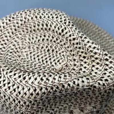 Vintage Woven Straw Fedora Hat