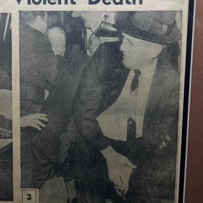 Vintage Jack Ruby Lee Harvey Oswald Los Angeles Herald Examiner Framed Newspaper Photo Spread