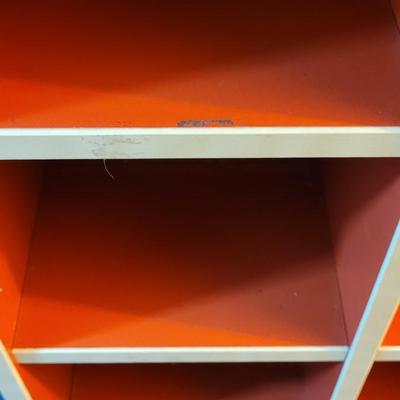 Lot 10: Red Cubby Shelf #1
