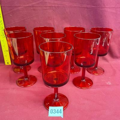 8 red plastic stemware