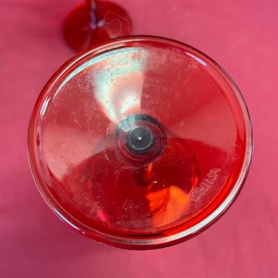 8 red plastic stemware
