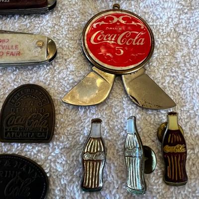 Coca Cola Pins, Tokens and Knives