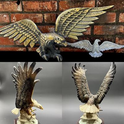 EAGLE LOT of 3! 36" Brass Cast Metal, 18"Cast Aluminum And PUCCI Ceramic. *Read details