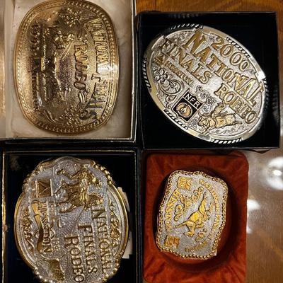 Lot of 4 Hesston Gold and Silver Buckles