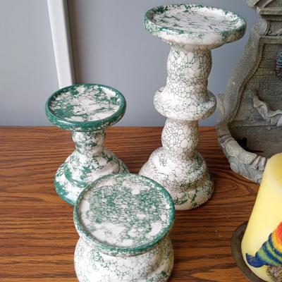 TABLE TOP WATER FOUNTAIN, CANDLE HOLDERS AND GLASS CANDLE SNUFFERS?
