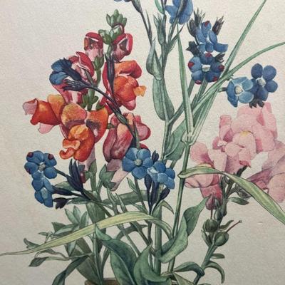 Retro Laurence Perugini Flower Bouquet Floral Painting Framed Color Art Print