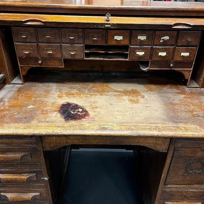 Antique OAK ROLL TOP Desk 
