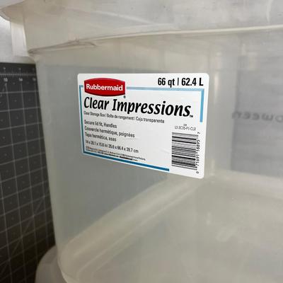 2 Clear 66 Quart Rubber maid Totes