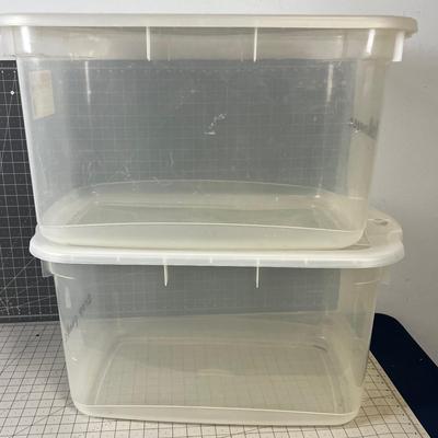 2 Clear 66 Quart Rubber maid Totes