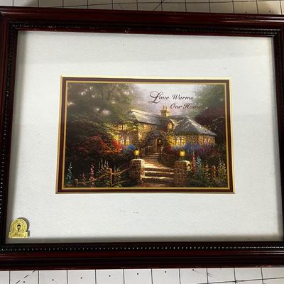 Framed Thomas Kinkade "Love Warms our Home" 