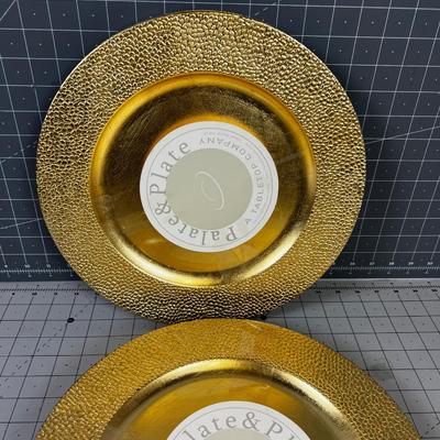 Palate and Plate Gold Chargers (8) NEW 