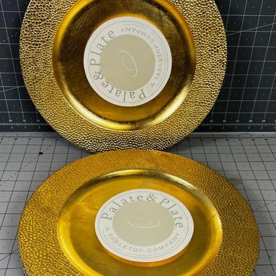 Palate and Plate Gold Chargers (8) NEW 