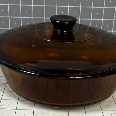 Fire King Amber Casserole Round with Lid