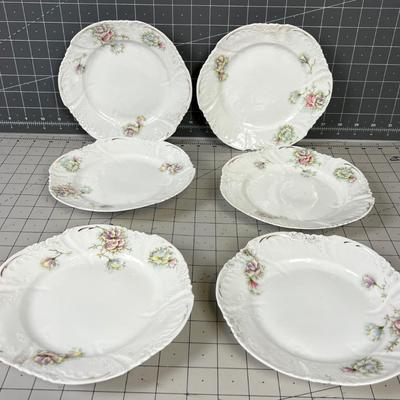 Porcelain Bone China Dessert Plates (6) Antique 