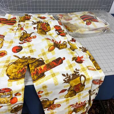 2 Sets of Vintage Valances and Drapes with Kitchen Motif