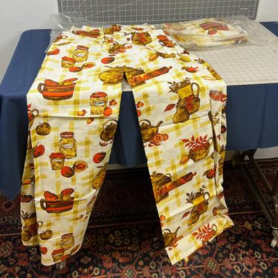 2 Sets of Vintage Valances and Drapes with Kitchen Motif