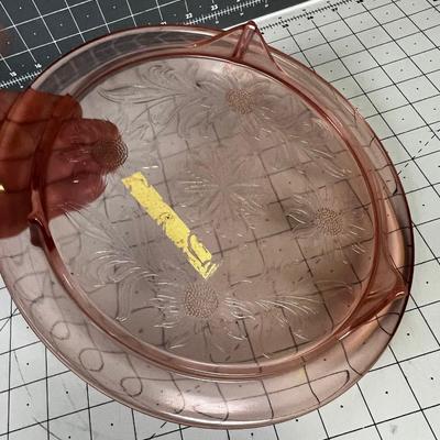 Pink Depression Glass Cake Plate