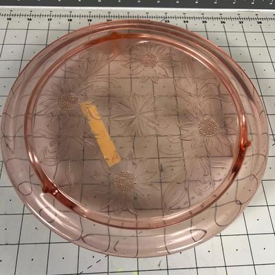 Pink Depression Glass Cake Plate