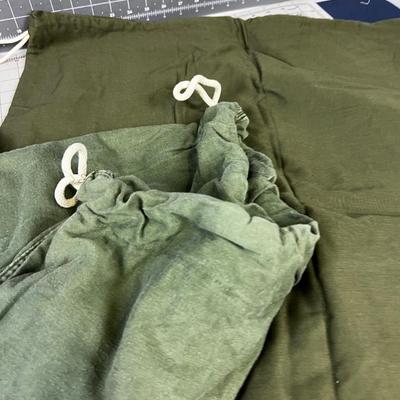 2 Green Army Duffel Bags 