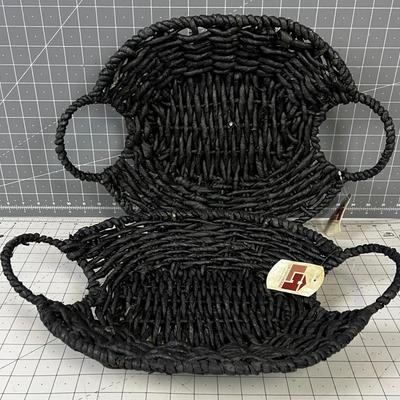 2 Black Basket Trays 