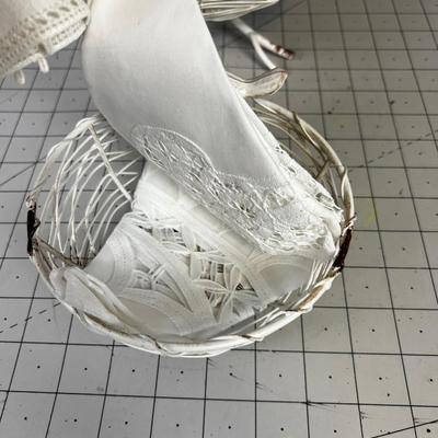 2 Little Bird Baskets with Dainty Hankies 