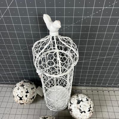 Metal Balls and a Metal Wine Basket holder