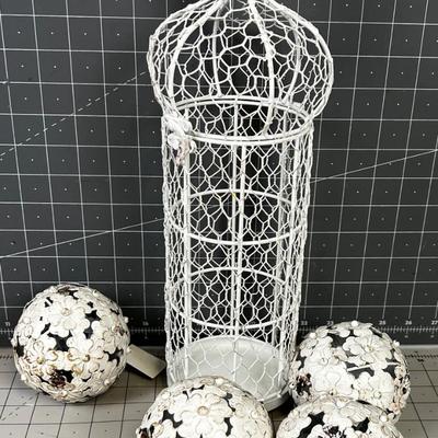 Metal Balls and a Metal Wine Basket holder