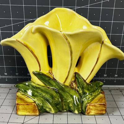 Yellow McCoy Figural  Lilies Vase 