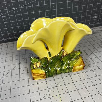 Yellow McCoy Figural  Lilies Vase 
