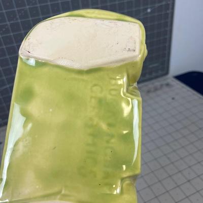 Buckingham Ceramics TV Lamp Planter of Antique CAR Lime Color