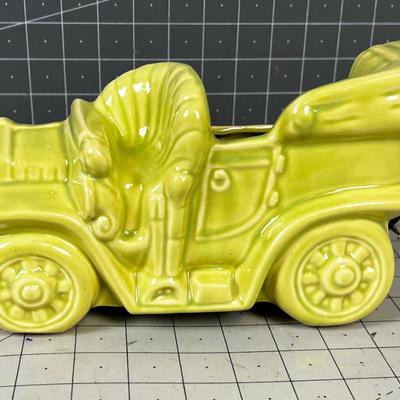 Buckingham Ceramics TV Lamp Planter of Antique CAR Lime Color
