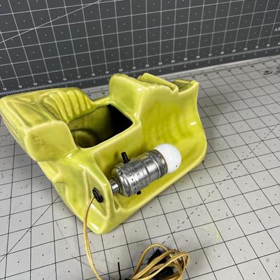 Buckingham Ceramics TV Lamp Planter of Antique CAR Lime Color