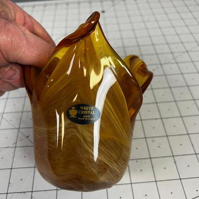 Murano White (Amber Color) Crystal Vase