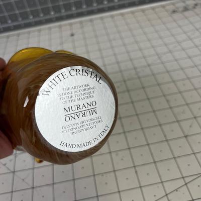 Murano White (Amber Color) Crystal Vase