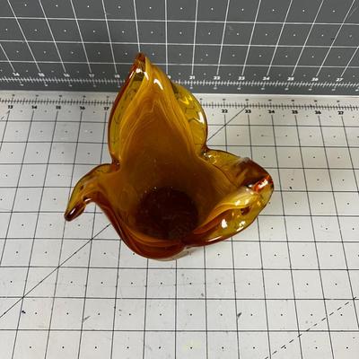 Murano White (Amber Color) Crystal Vase