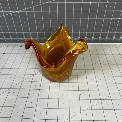 Murano White (Amber Color) Crystal Vase