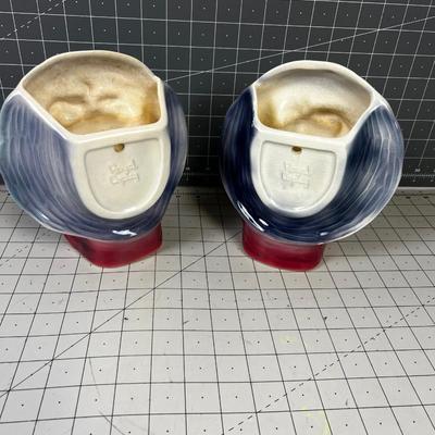 Royal Copley Cowboy & Cowgirl Wall Pockets 