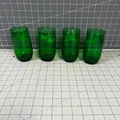 Gay 90's forest Green Anchor Hocking Tumblers - set of 4 