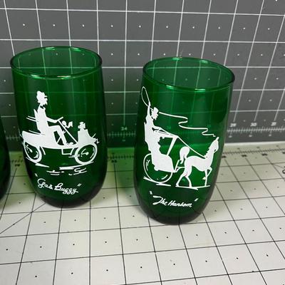 Gay 90's forest Green Anchor Hocking Tumblers - set of 4 