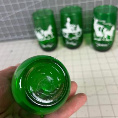 Gay 90's forest Green Anchor Hocking Tumblers - set of 4 