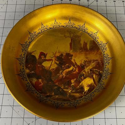 Ardalt Italy Glass Gilded Dish Battle of Legnanocassioli
