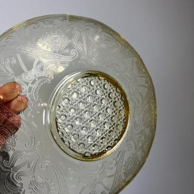 Elegant Lancaster Glass Landrum Console Bowl Yellow Topaz Color 