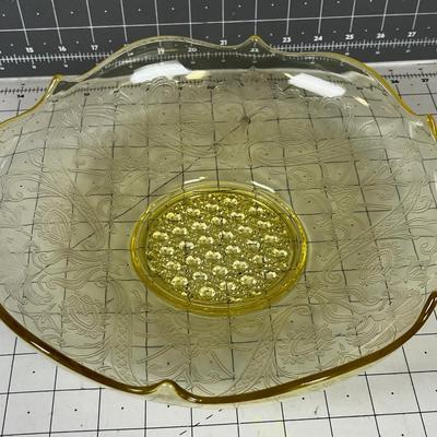 Elegant Lancaster Glass Landrum Console Bowl Yellow Topaz Color 