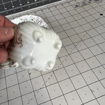 2 DAINTY TEA CUPS White with pink floral 