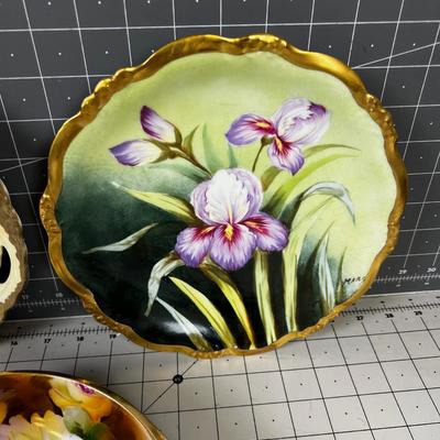 2 Hand Painted Plates and Bowl Nippon and 1 Limoges. 